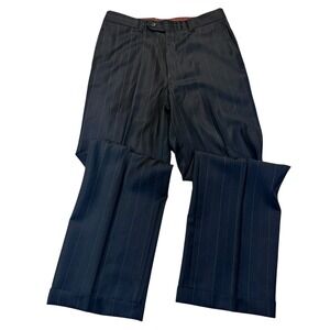 Sorrani Sartoriale Mens Super 140s Wool Pinstripe Dress Pants Navy Blue Size 46*